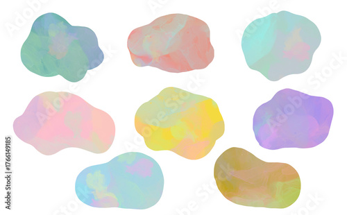 パステルポップ線画フレームマーブル模様デザイン素材セット