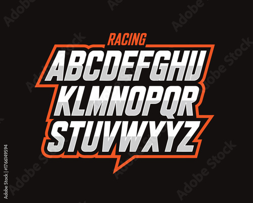 Bold Sporty Racing Font Alphabet Vector - Stylized Letters for Automotive Designs