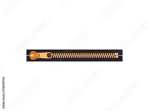 Closed zipper Vector Illustration. Golden Color Zipper for jackets and suits