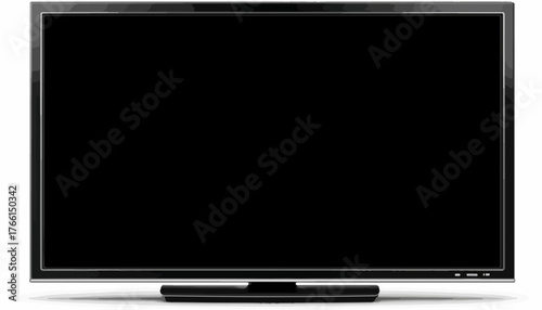 Illustrazione vettoriale di una moderna televisione a schermo piatto con display nero, isolata su sfondo bianco, ideale per presentazioni e mockup.