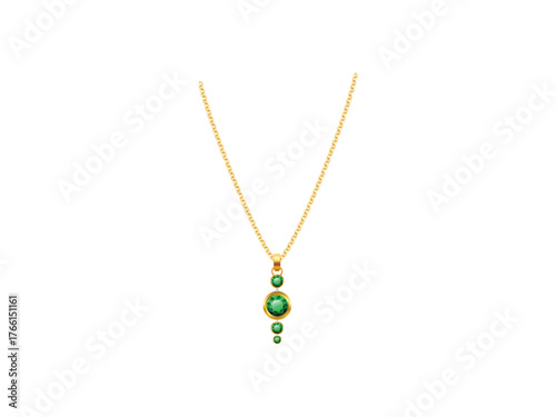 Gold chain isolated vector necklace with diamond pendant on white background