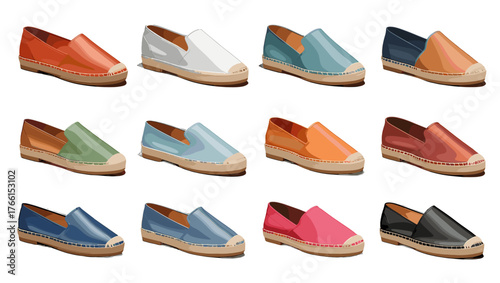 Espadrilles Shoes Illustration Vectors featuring woven details, soft contours, and artistic compositions that reflect relaxation, creativity, and the charm of coastal fashion aesthetics.
