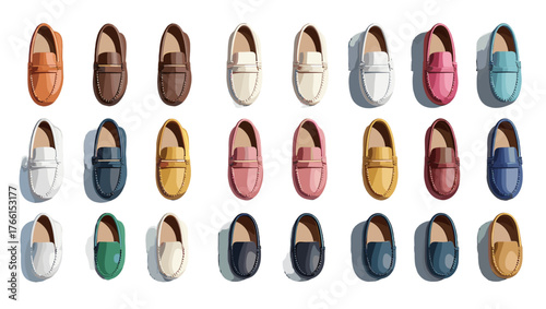 Moccasins Shoes Illustration Vectors showcasing handcrafted stitching, soft suede textures, and elegant forms that capture comfort, tradition, and the timeless charm of casual luxury.