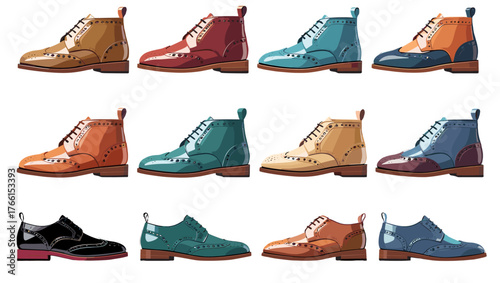 Brogue Shoes Illustration Vectors featuring detailed craftsmanship, smooth leather finishes, and refined contours that reflect elegance, tradition, and the art of formal style.