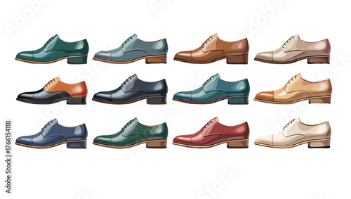 Cap Toe Shoes Illustration Vectors showcasing refined leather textures, sleek silhouettes, and detailed stitching that capture elegance, precision, and timeless formal sophistication.