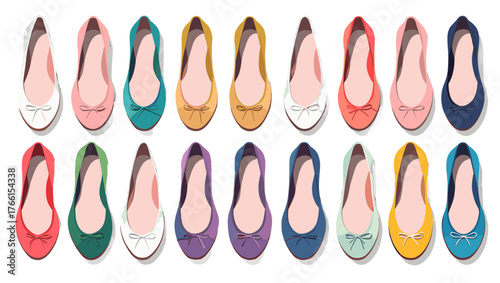Ballet Flats Shoes Illustration Vectors featuring minimalist silhouettes, smooth textures, and refined details that reflect elegance, versatility, and effortless everyday fashion.
