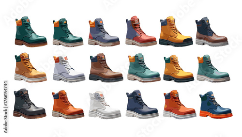 Safety Boots Illustration Vectors highlighting sturdy materials, steel-toe elements, and artistic lighting that embody resilience, precision, and modern protective footwear design.