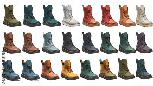 Combat Boots Illustration Vectors featuring durable designs, reinforced stitching, and artistic lighting that reflect power, endurance, and the fearless spirit of tactical fashion.