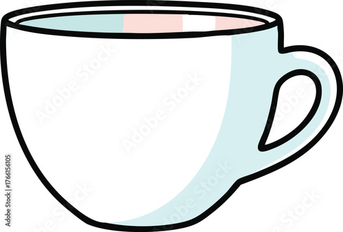 A White Ceramic Coffee Cup With A Soft Pastel Colored Beverage Inside And A Light Blue Hue On Its Exterior
