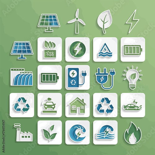 Renewable energy sources power a sustainable future on a green planet, promoting environmental awareness and conservation.