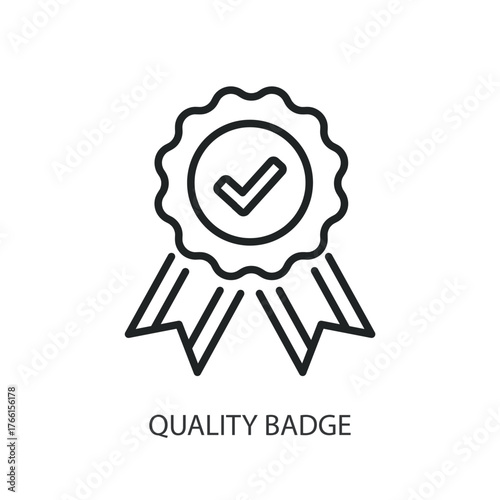 Quality badge thin line vector icons.