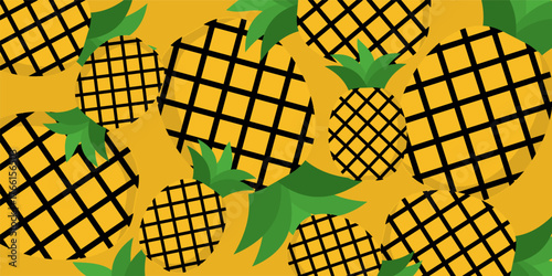 Yellow pineapple textured background. Design for banners, posters, and social media.