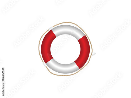 life buoy with rope and belt equipment for safety. Water Rescue buoy for Life safety in boat 3d Vector Illustration