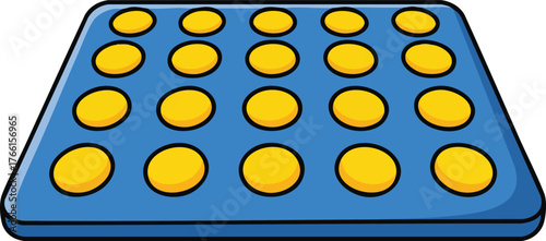Baking Sheet With Yellow Cookies In Rows On A White Background