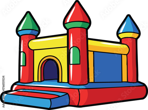 Colorful Inflatable Castle Bounce House Playground Fun Activity