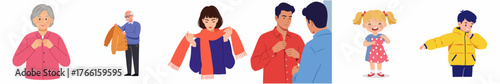 Colorful Flat Illustration of People Wearing Different Types of Clothes