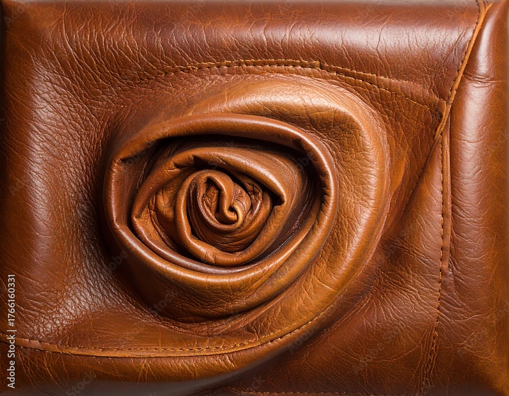 Obraz premium Close-up of a brown leather handbag with rose-like embellishment