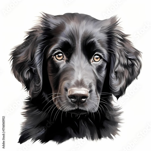 Portrait of a black dog with expressive eyes