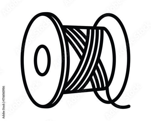 Detailed Vector Illustration of a Bobbin with Thread, Isolated on White Background