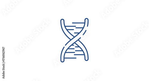 Conceptual flat icon representing DNA double helix structure, a symbol of genetics and life sciences, in a minimalist design on a white background