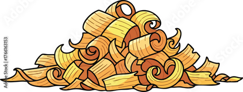 Pile Of Wood Shavings With Texture And Swirls