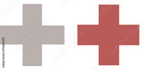 Minimalist Gray and Terracotta Cross Shapes with Rounded Corners