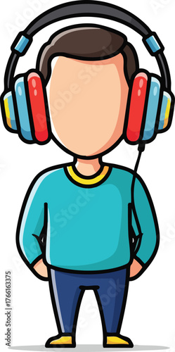 Pixel Art of a Person Wearing Blue and Red Headphones and a Teal Shirt