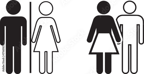 Contrasting Black White Male Female Gender Silhouette Outline Icons