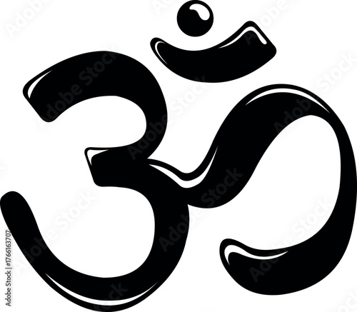vector illustration black and white OM hinduism religion symbol