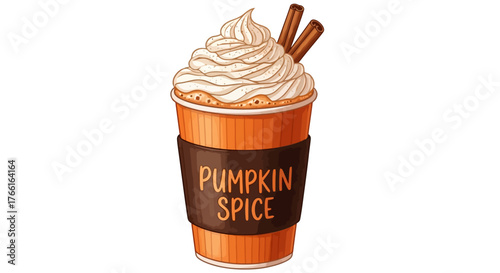 Cozy Pumpkin Spice Latte Illustration - Autumn Drink Digital Art & Vector