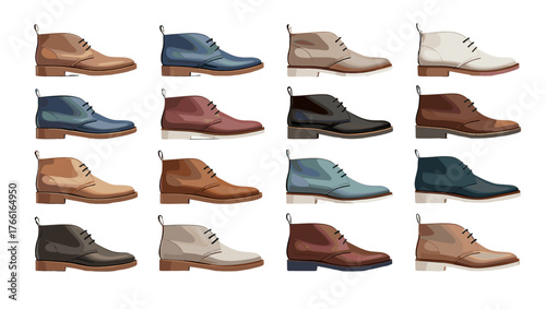 Desert Boots Illustration Vectors showcasing suede textures, minimalist silhouettes, and earthy tones that capture comfort, versatility, and the timeless charm of casual adventure style.