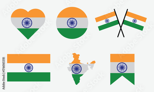 india flag in different shapes icon set ..eps