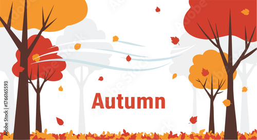 Autumn Trees with Golden Foliage Landscape.