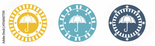 Umbrella icon. Umbrella illustration label design. Design for business. Vector illustration.