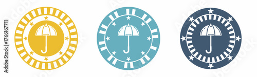 Umbrella icon. Umbrella illustration label design. Design for business. Vector illustration.