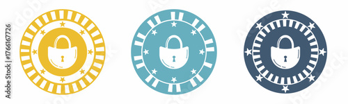 Padlock icon. Padlock illustration label design. Design for business. Vector illustration.