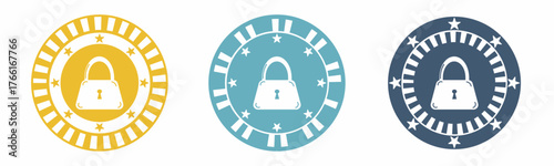 Padlock icon. Padlock illustration label design. Design for business. Vector illustration.