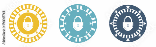 Padlock icon. Padlock illustration label design. Design for business. Vector illustration.