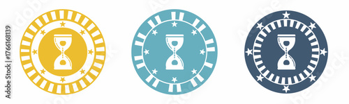 Hourglass icon. Hourglass illustration label design. Design for business. Vector illustration.