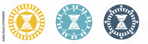 Hourglass icon. Hourglass illustration label design. Design for business. Vector illustration.