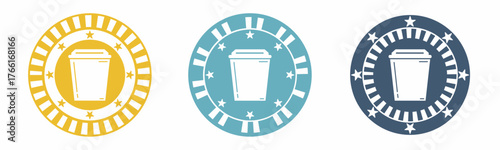 Trash icon. Trash bin illustration label design. Design for business. Vector illustration.