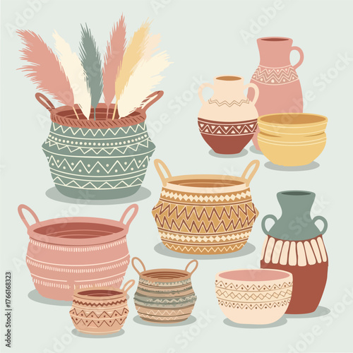 Colorful Handcrafted Pottery Bowls Jars and Vessels.