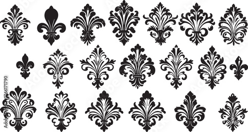 Royal Fleur de Lis Ornaments and Heraldic Damask Design Vector Collection