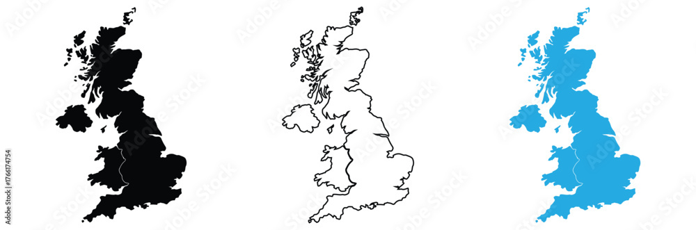 Φωτογραφία Explore the United Kingdom with detailed map outlines,Vector art of united kingd