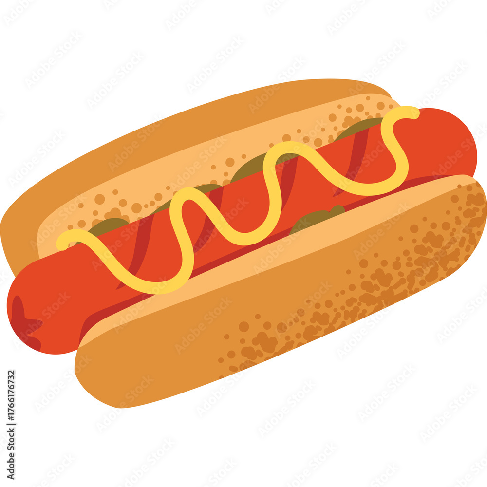 Ταπετσαρία Delicious Hot Dog With Mustard And Pickles On A Bun Isolated On A Transparent Ba
