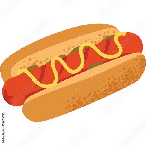 Foto Delicious Hot Dog With Mustard And Pickles On A Bun Isolated On A Transparent Ba