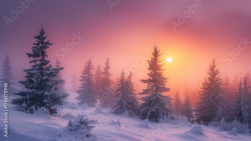 Winter Snow Scene Forest Photography: Capturing Serene, Magical Landscapes with Snow-Covered Trees, Frosty Pine Needles, and Soft Morning Light – Showcasing Snow-Dusted Branches,