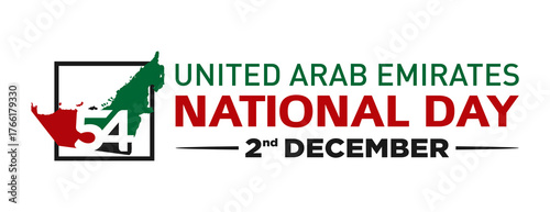 54 National Day of United Arab Emirates. Eid Al Etihad. Text Arabic  Translation: The Union Day. December 2. Vector Logo.	