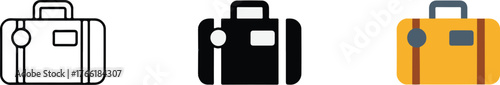 travel suitcase icons three variations outline silhouette flat color ai eps jpeg png versatile luggage vector