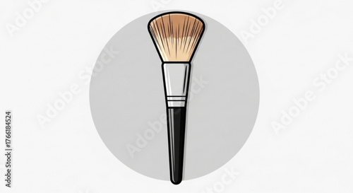Illustration of a makeup brush with soft bristles, perfect for applying powder or blush for a flawless finish